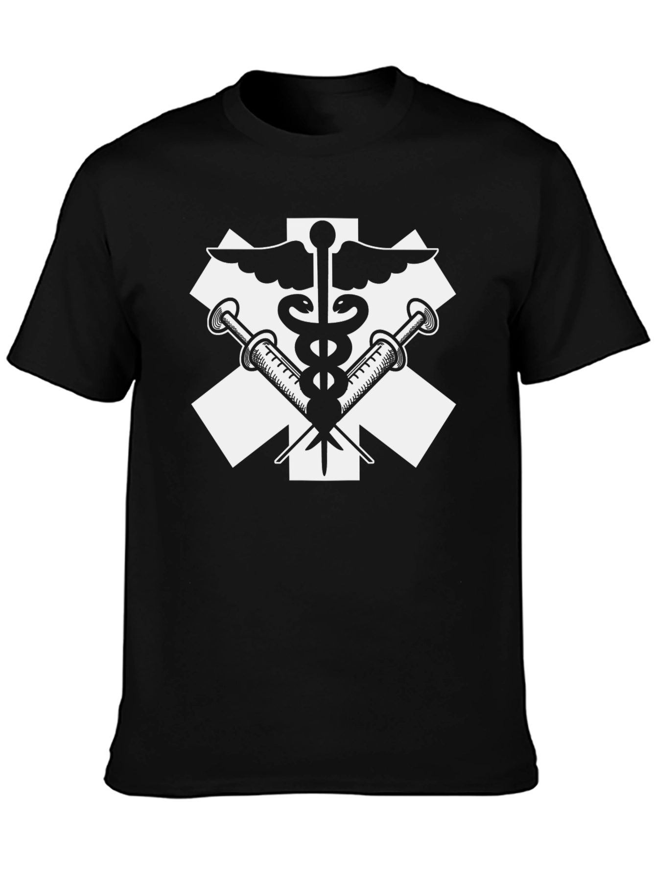 Medical Symbol T-Shirt - Caduceus and Syringes