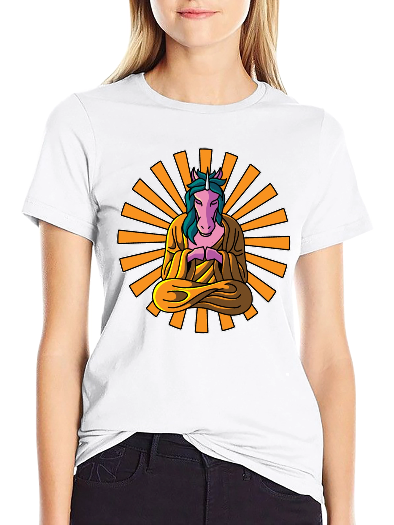 Zen Unicorn T-Shirt: Meditating Mystical Design