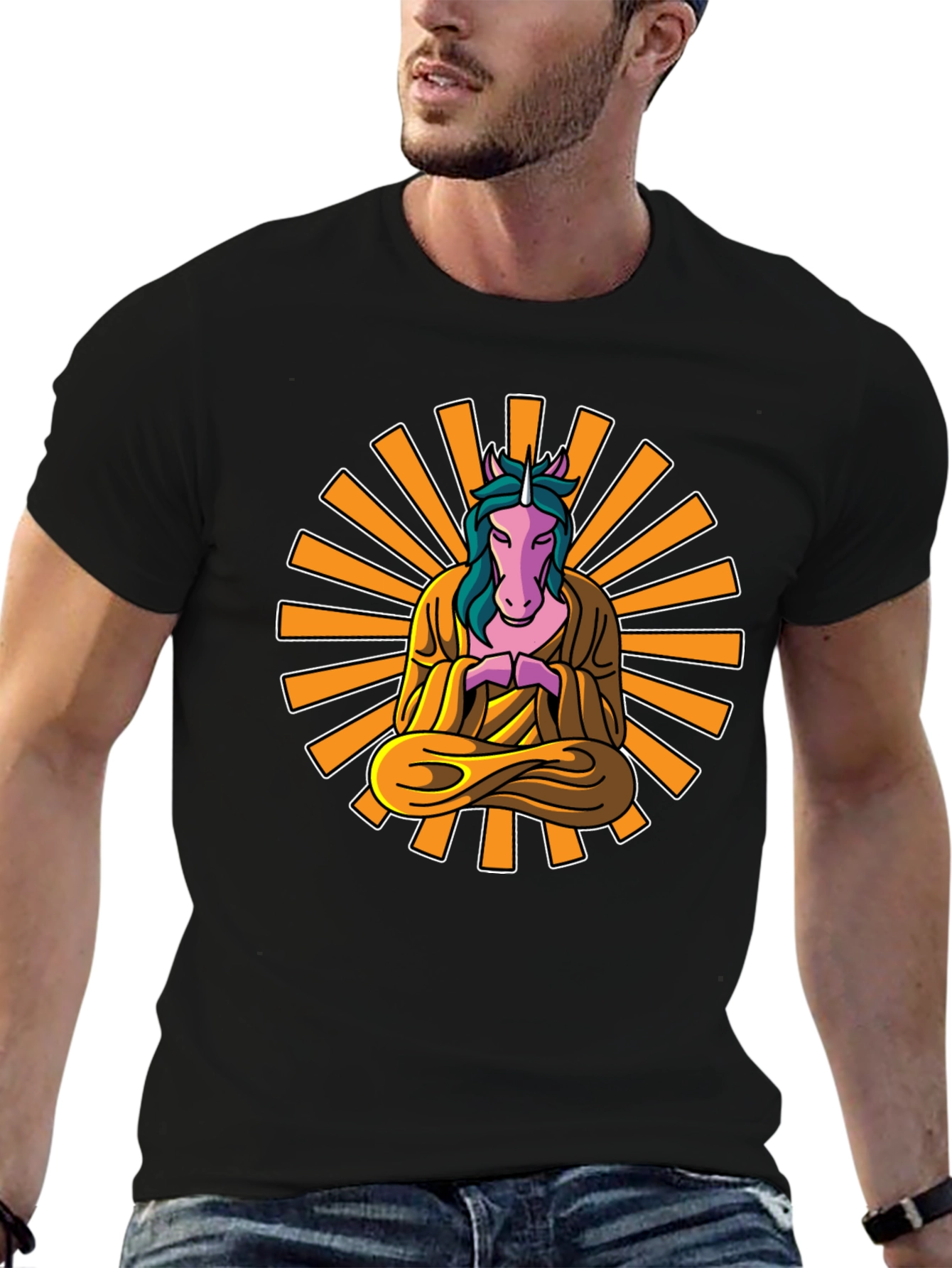 Zen Unicorn T-Shirt: Meditating Mystical Design