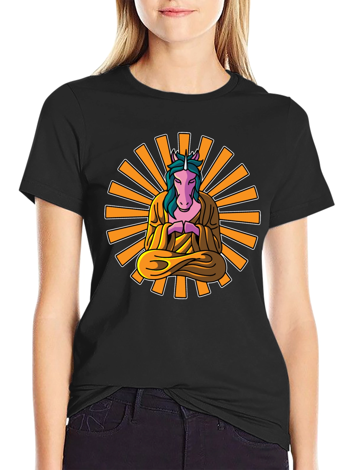 Zen Unicorn T-Shirt: Meditating Mystical Design