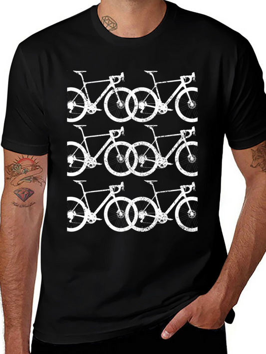Bicycle Pattern Black T-Shirt