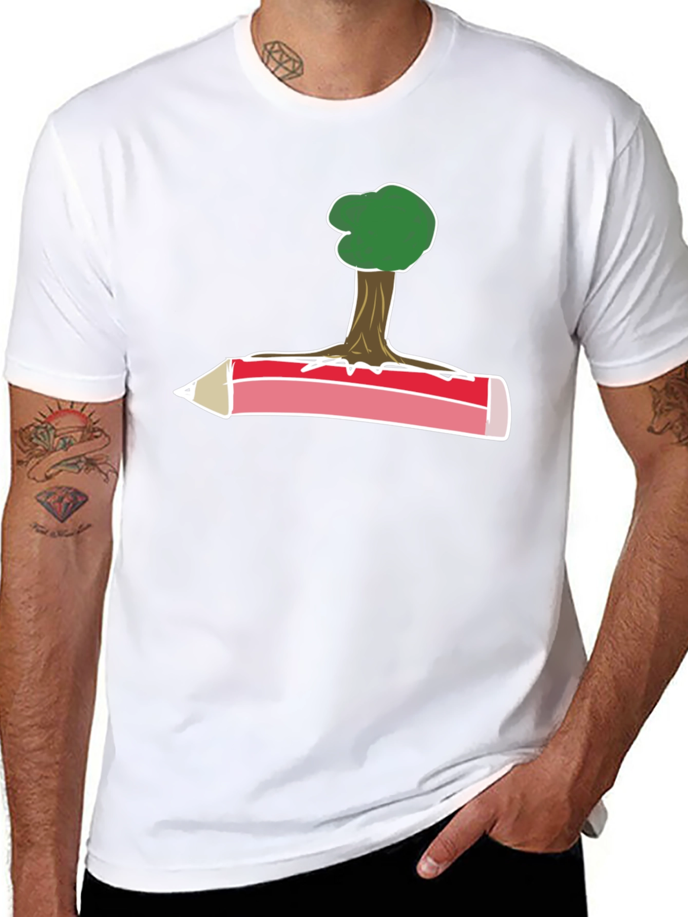 Tree & Pencil T-Shirt - Nature Inspired Tee
