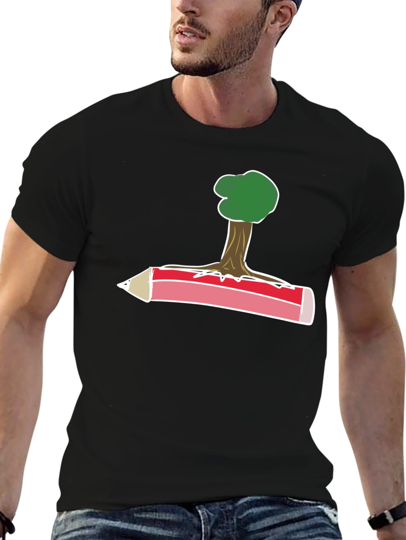 Tree & Pencil T-Shirt - Nature Inspired Tee