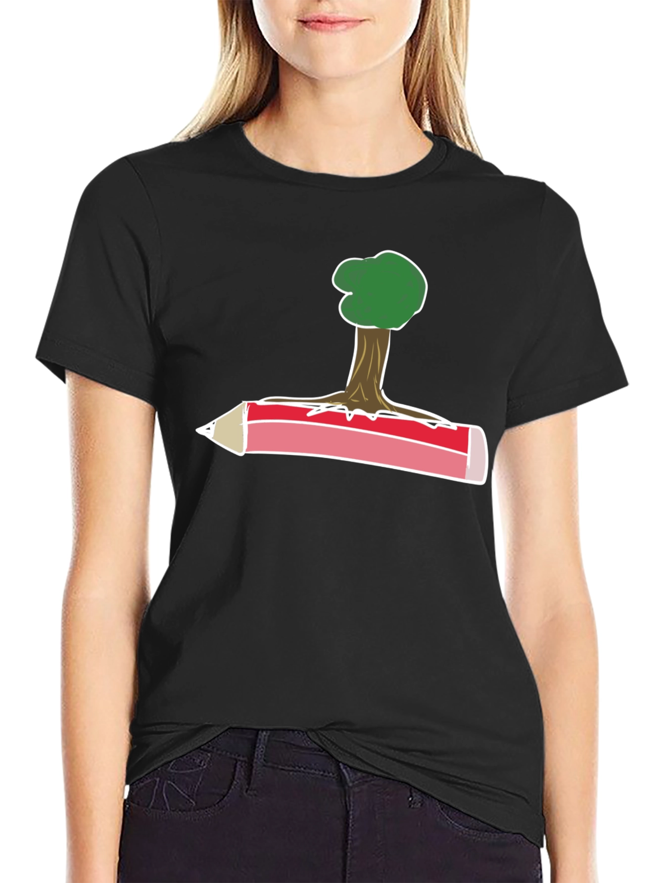 Tree & Pencil T-Shirt - Nature Inspired Tee