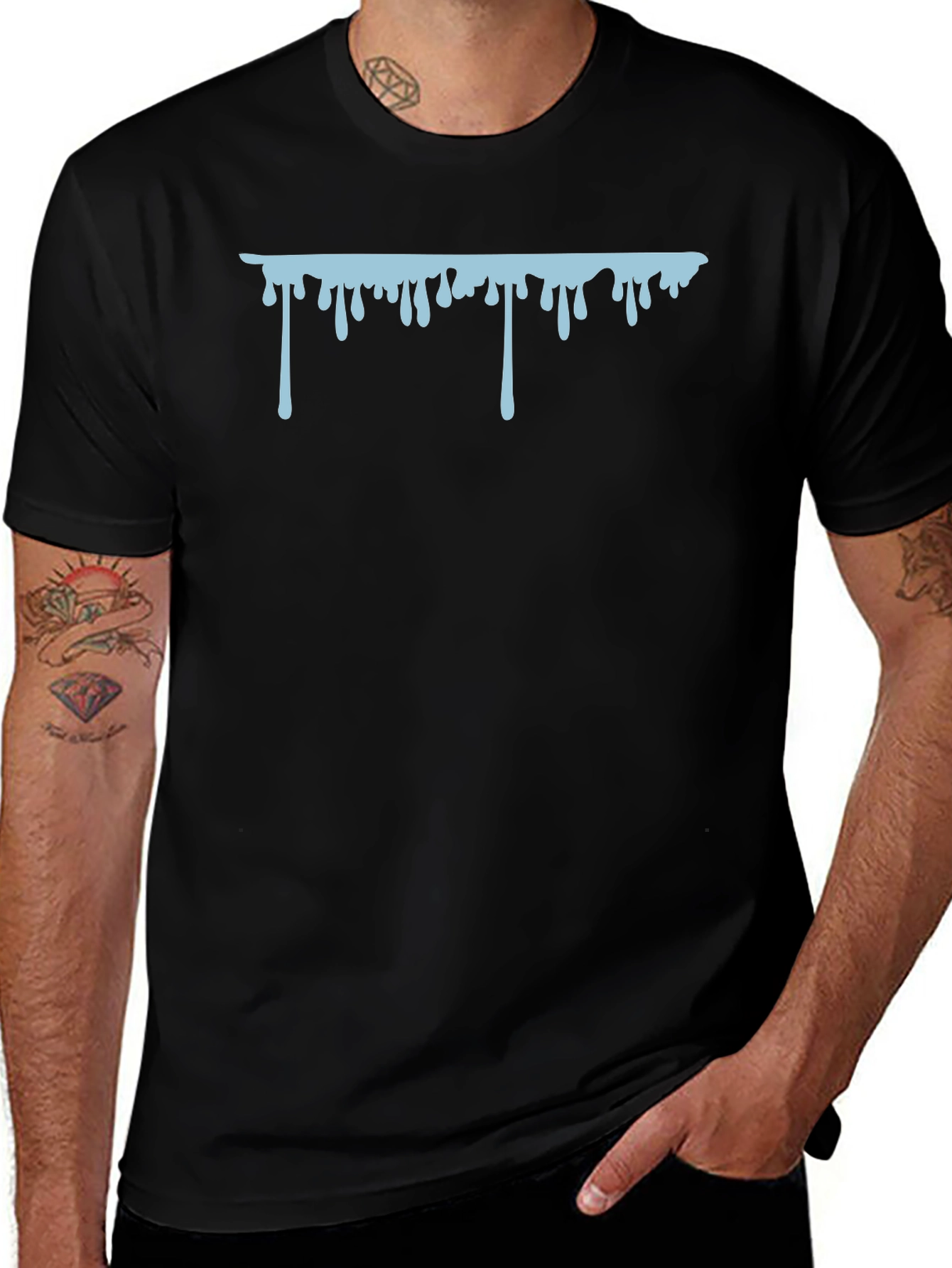 Dripping Graphic Print Black T-Shirt