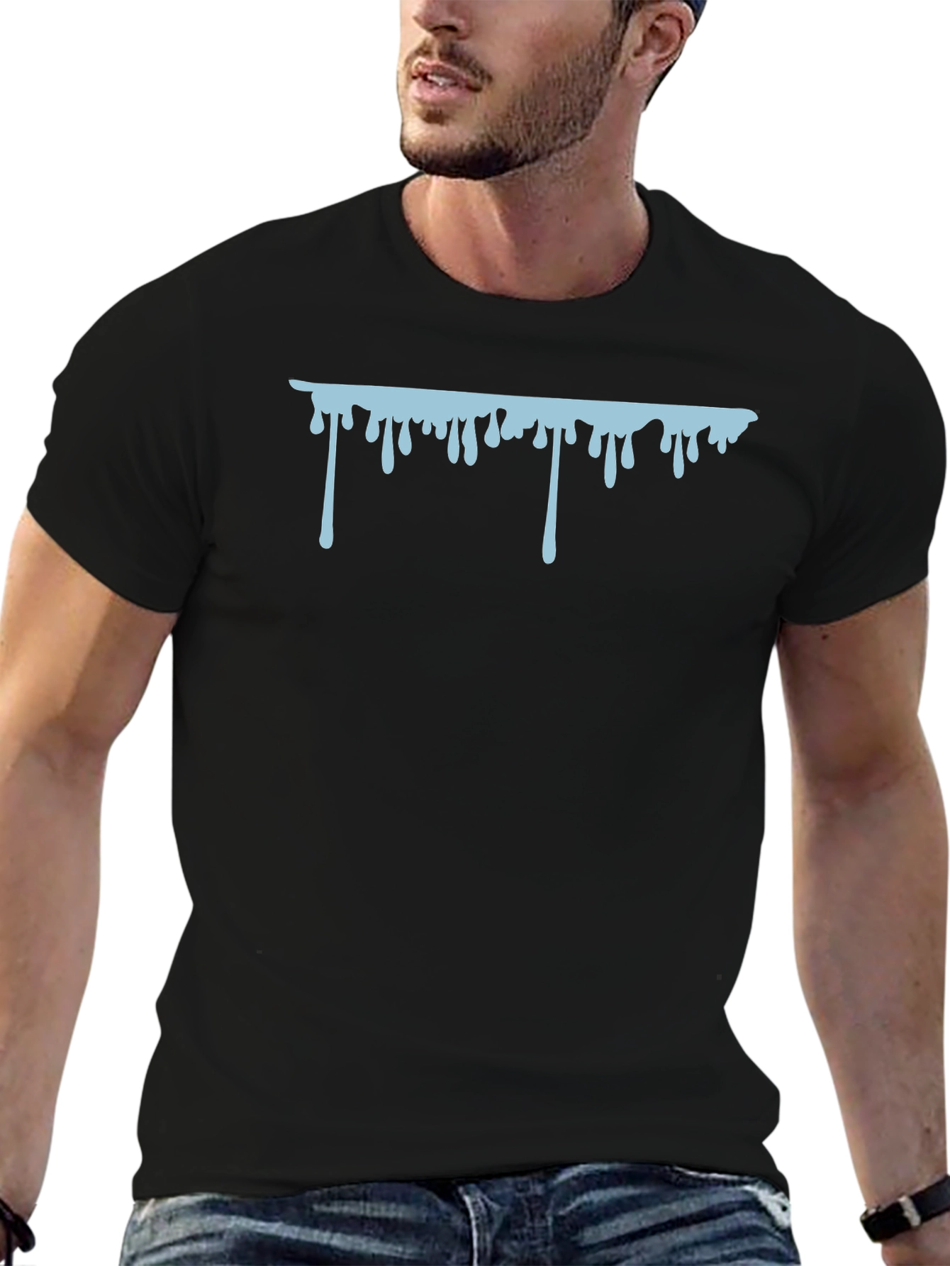 Dripping Graphic Print Black T-Shirt