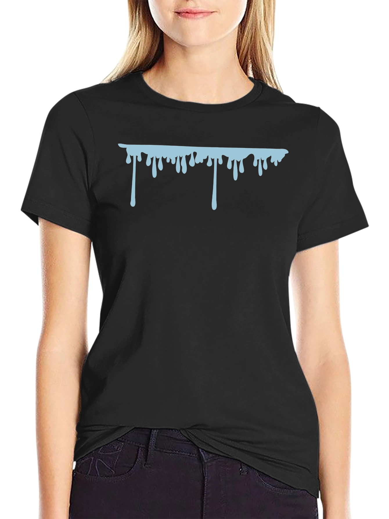 Dripping Graphic Print Black T-Shirt