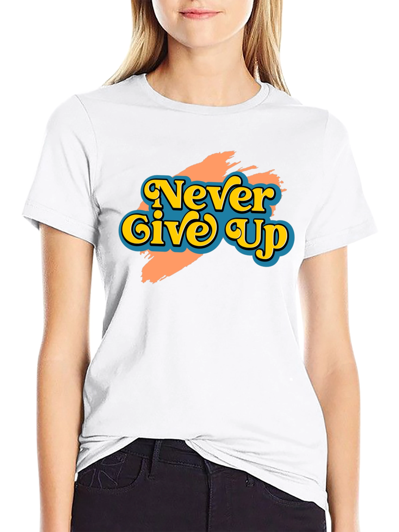 Never Give Up Retro Graphic T-Shirt