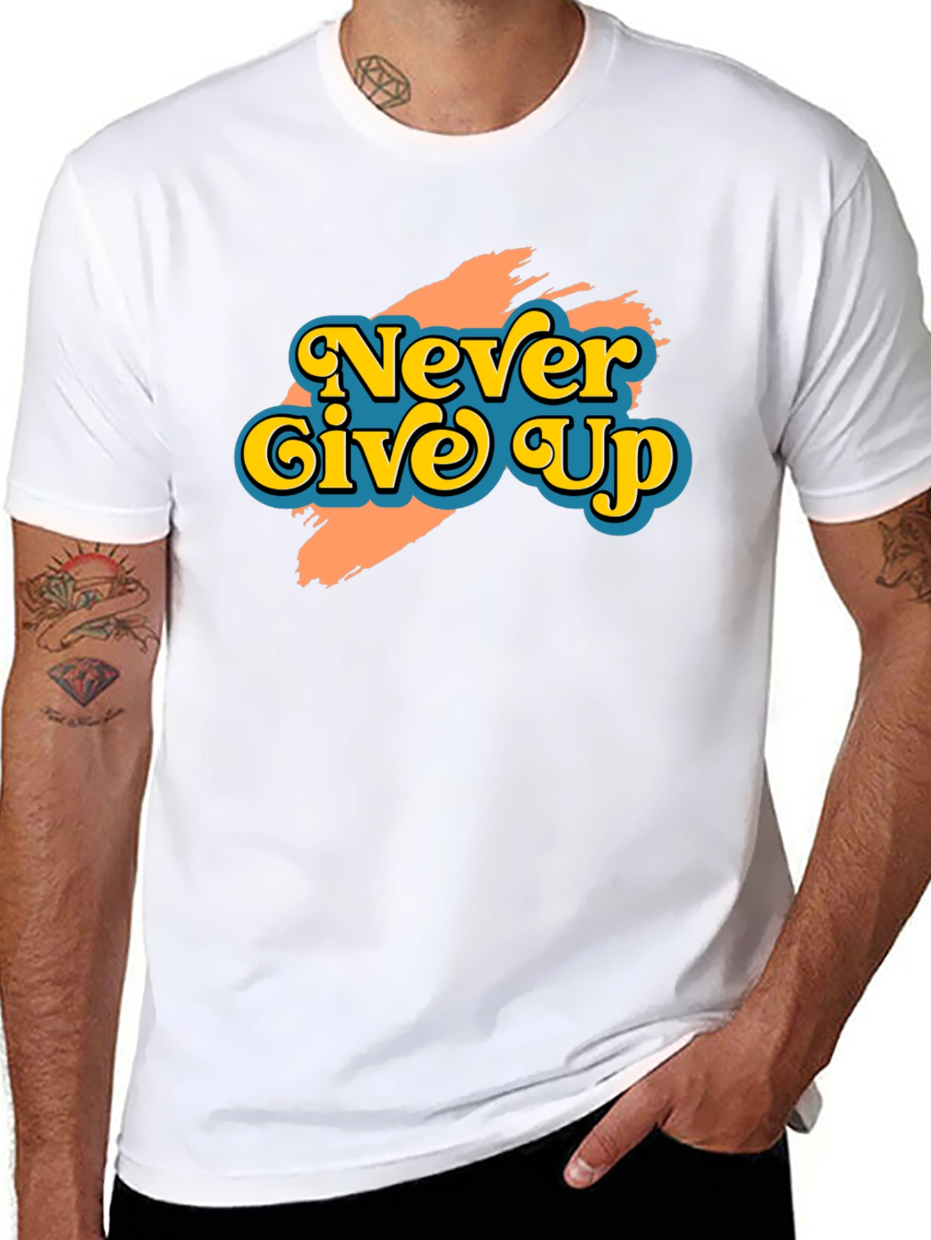 Never Give Up Retro Graphic T-Shirt