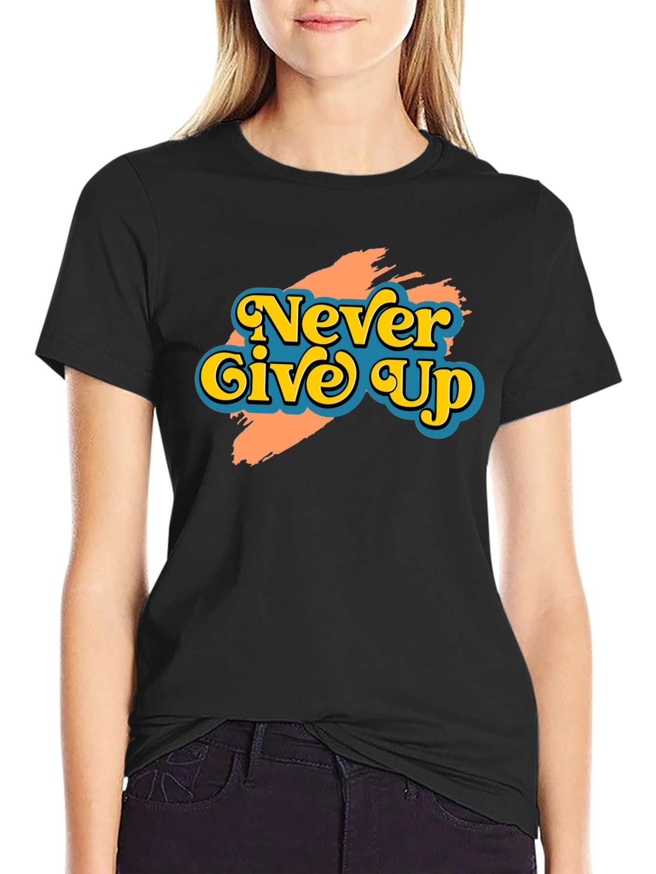 Never Give Up Retro Graphic T-Shirt