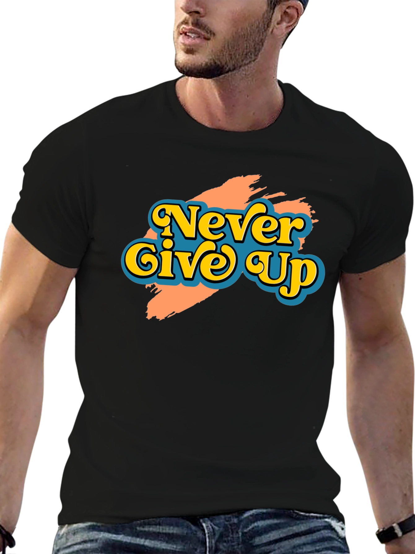 Never Give Up Retro Graphic T-Shirt