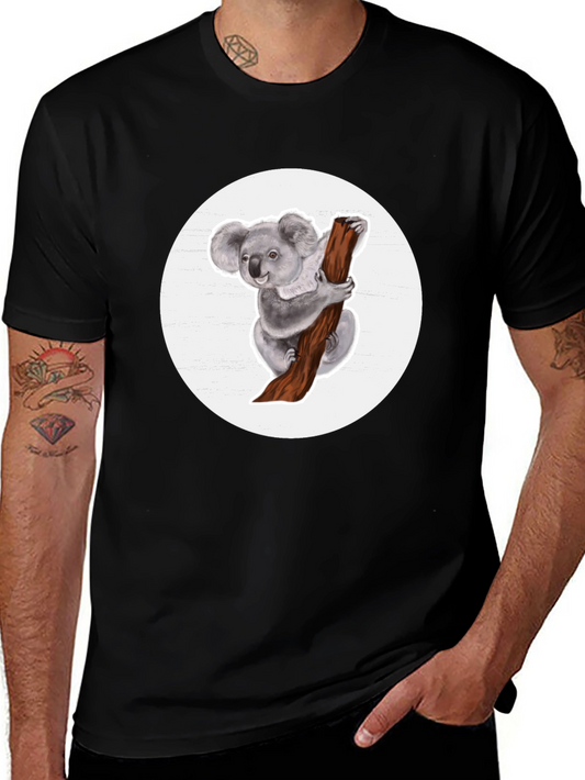 Koala Bear Graphic T-Shirt - Black Cotton Blend
