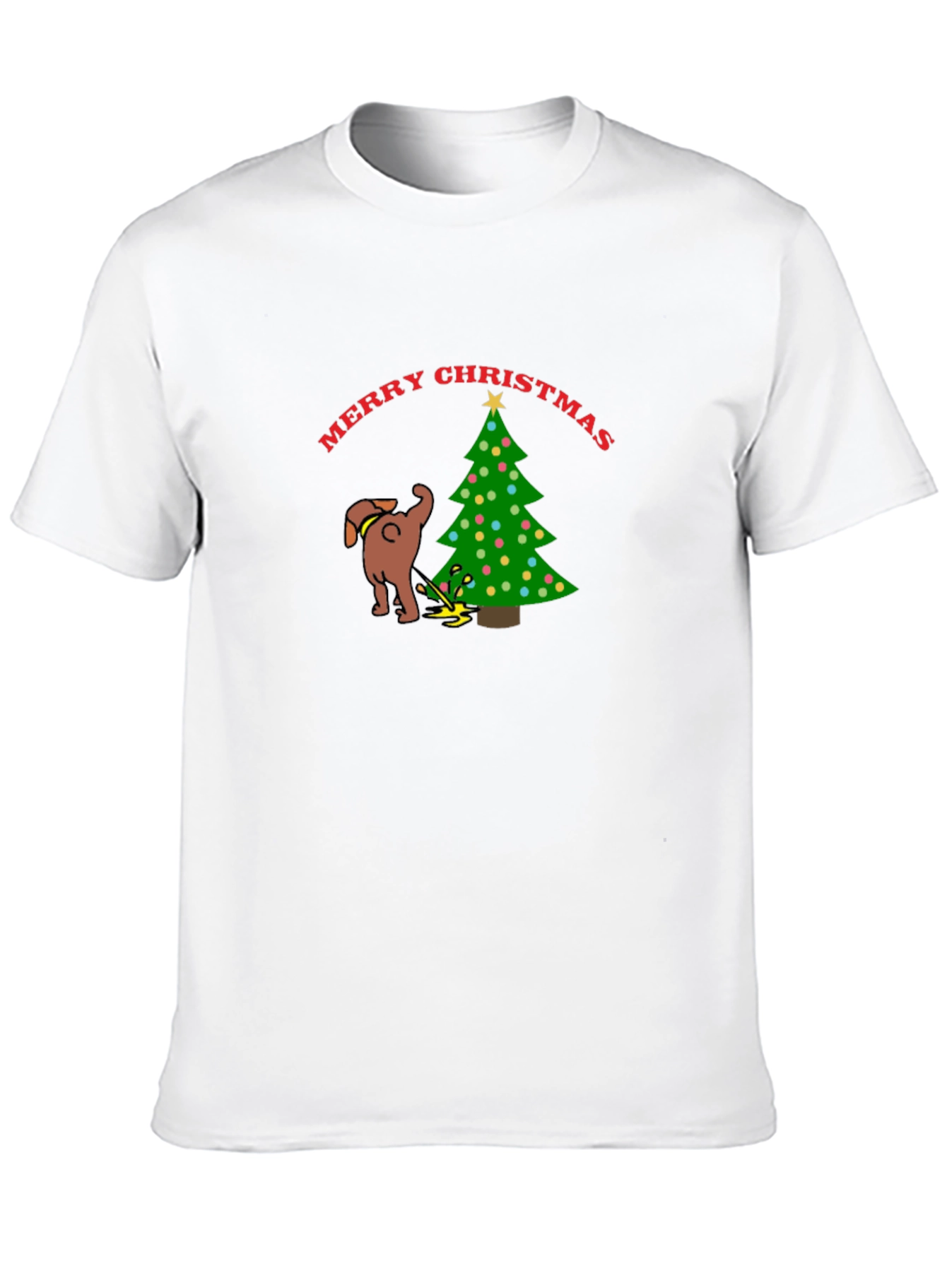 Merry Christmas Dog Peeing on Tree T-Shirt