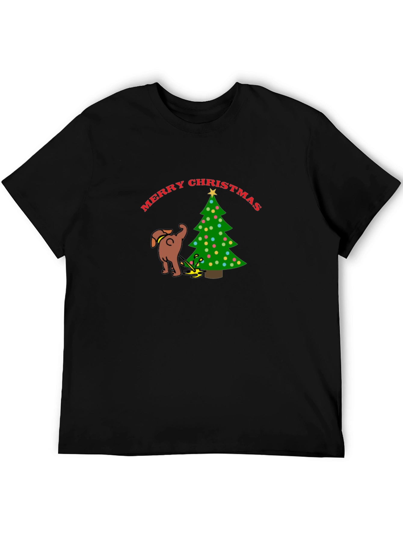 Merry Christmas Dog Peeing on Tree T-Shirt
