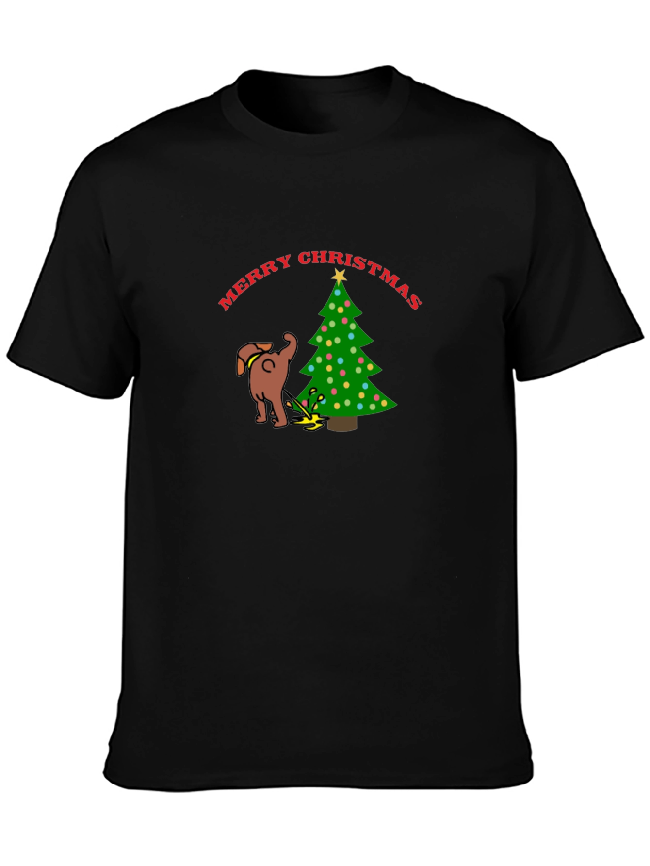 Merry Christmas Dog Peeing on Tree T-Shirt