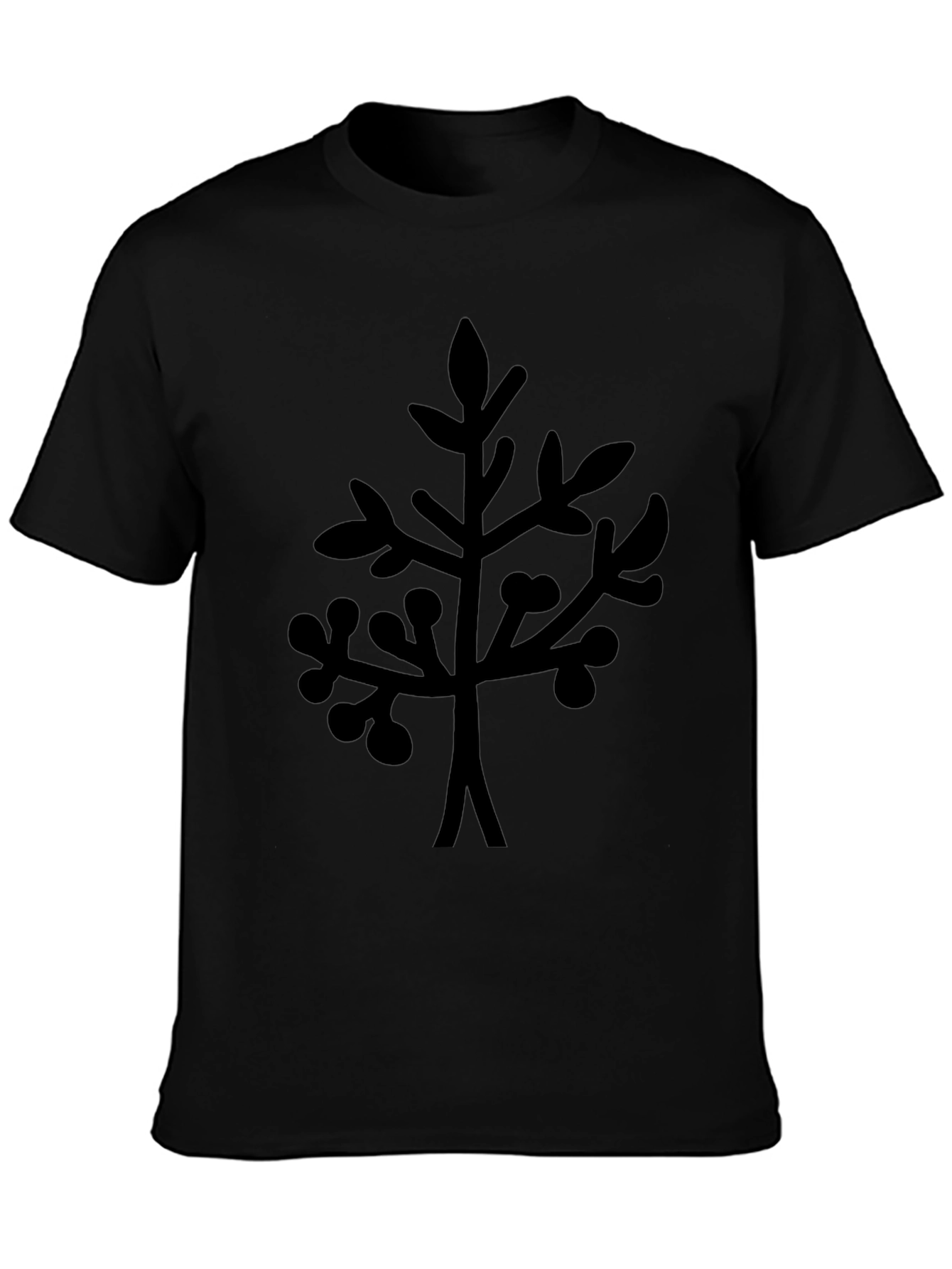 Black T-Shirt with Abstract Branch Design