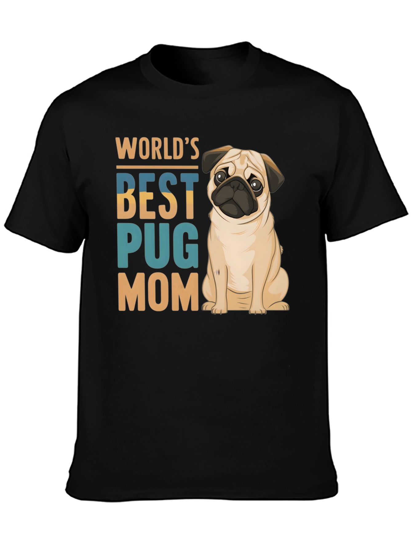 Worlds Best Pug Mom Black T-Shirt