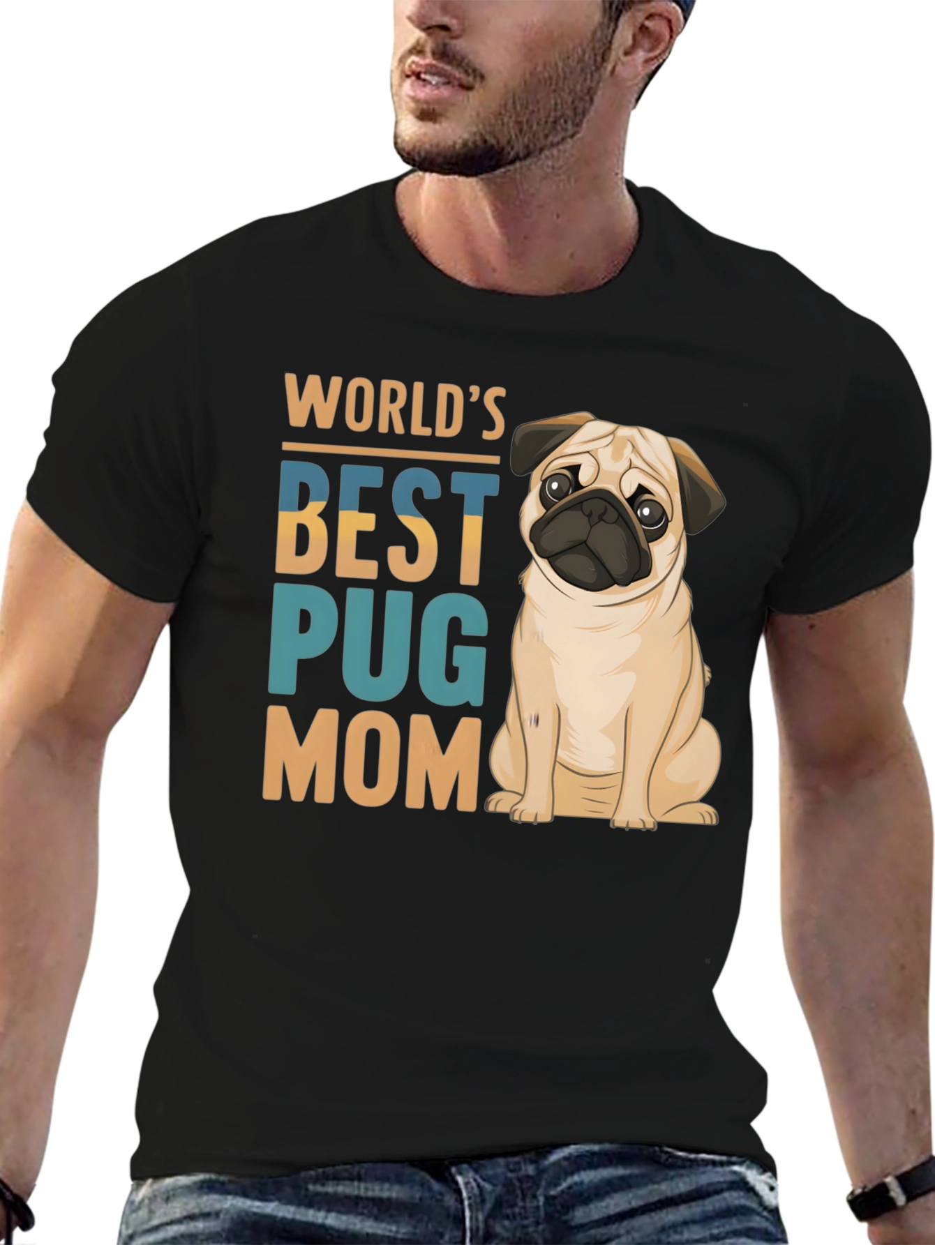 Worlds Best Pug Mom Black T-Shirt