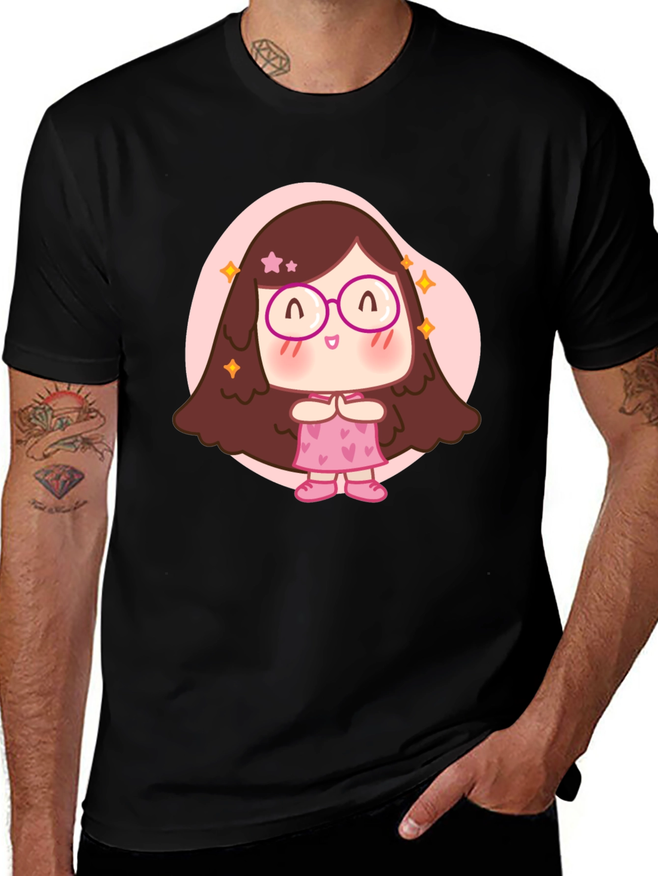Cute Cartoon Girl Graphic T-Shirt