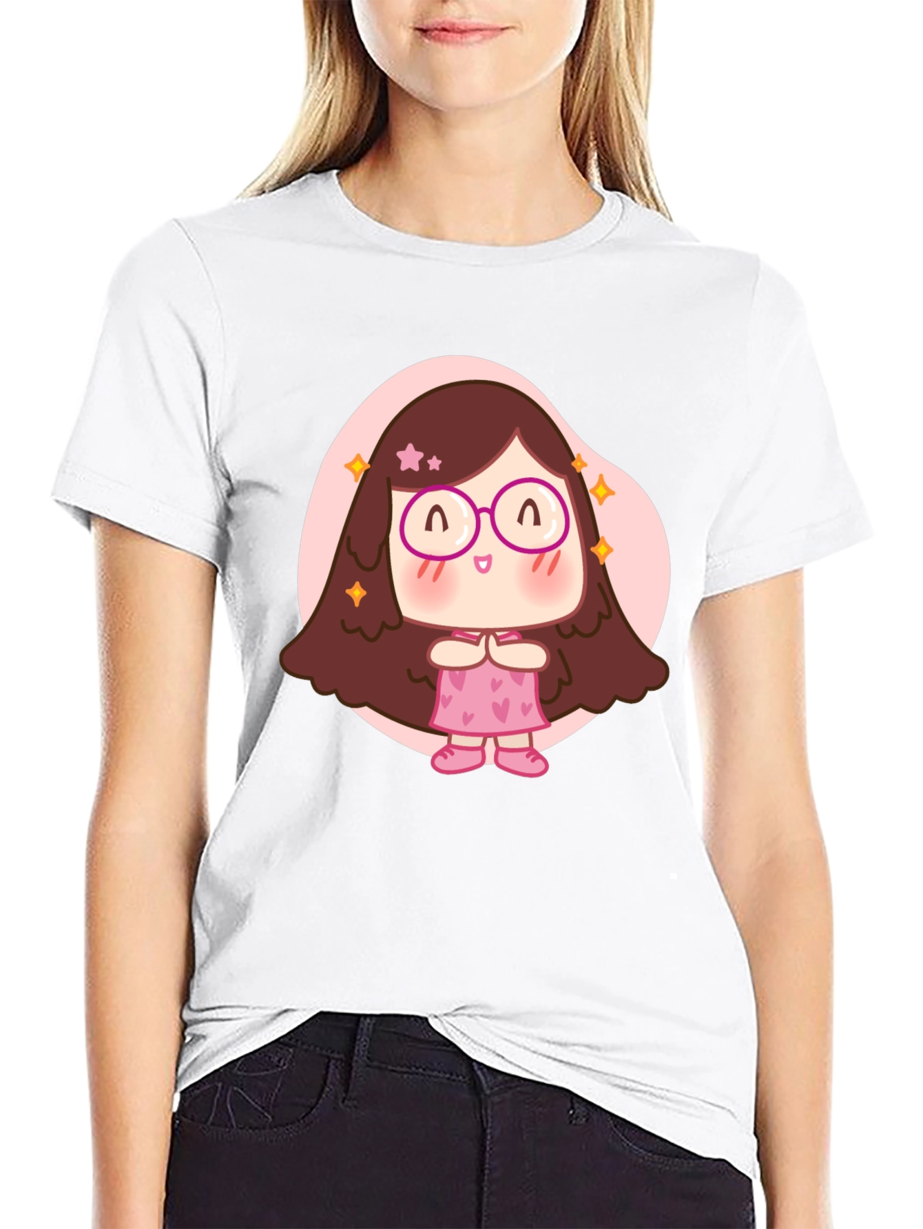 Cute Cartoon Girl Graphic T-Shirt