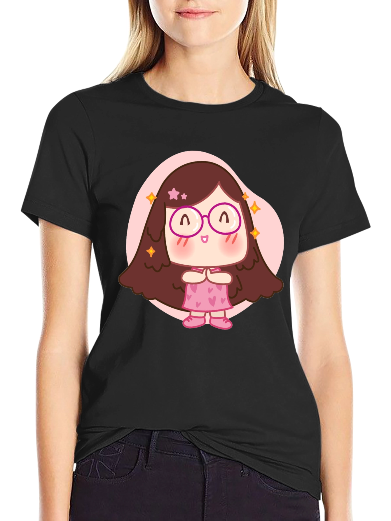 Cute Cartoon Girl Graphic T-Shirt