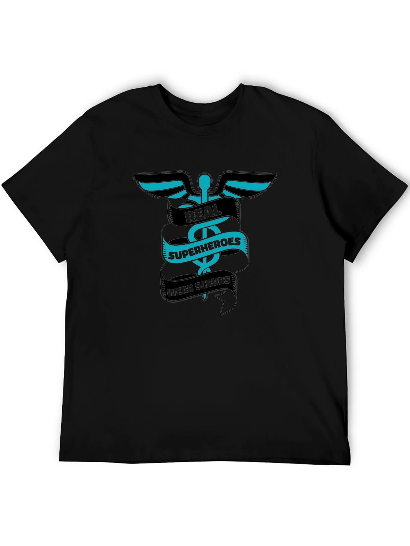 Real Superheroes Wear Scrubs Graphic Tee - Black