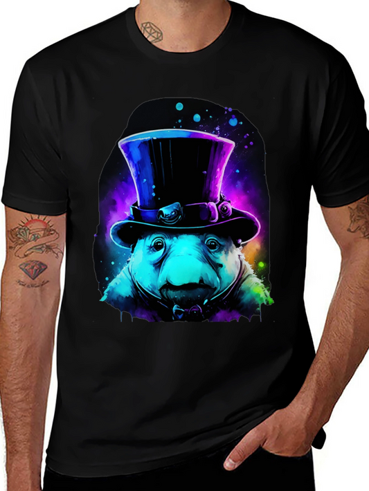 Neon Top Hat Otter Graphic Tee
