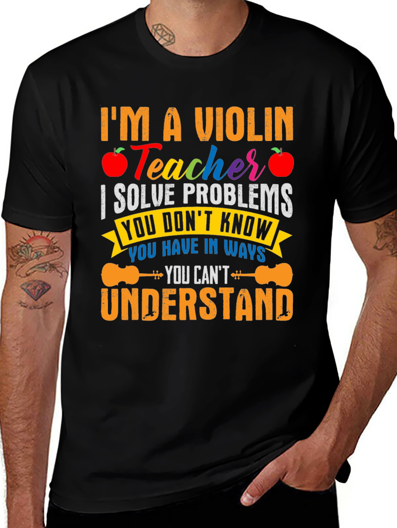 Violin Teacher T-Shirt - Problem Solver Funny Music Tee