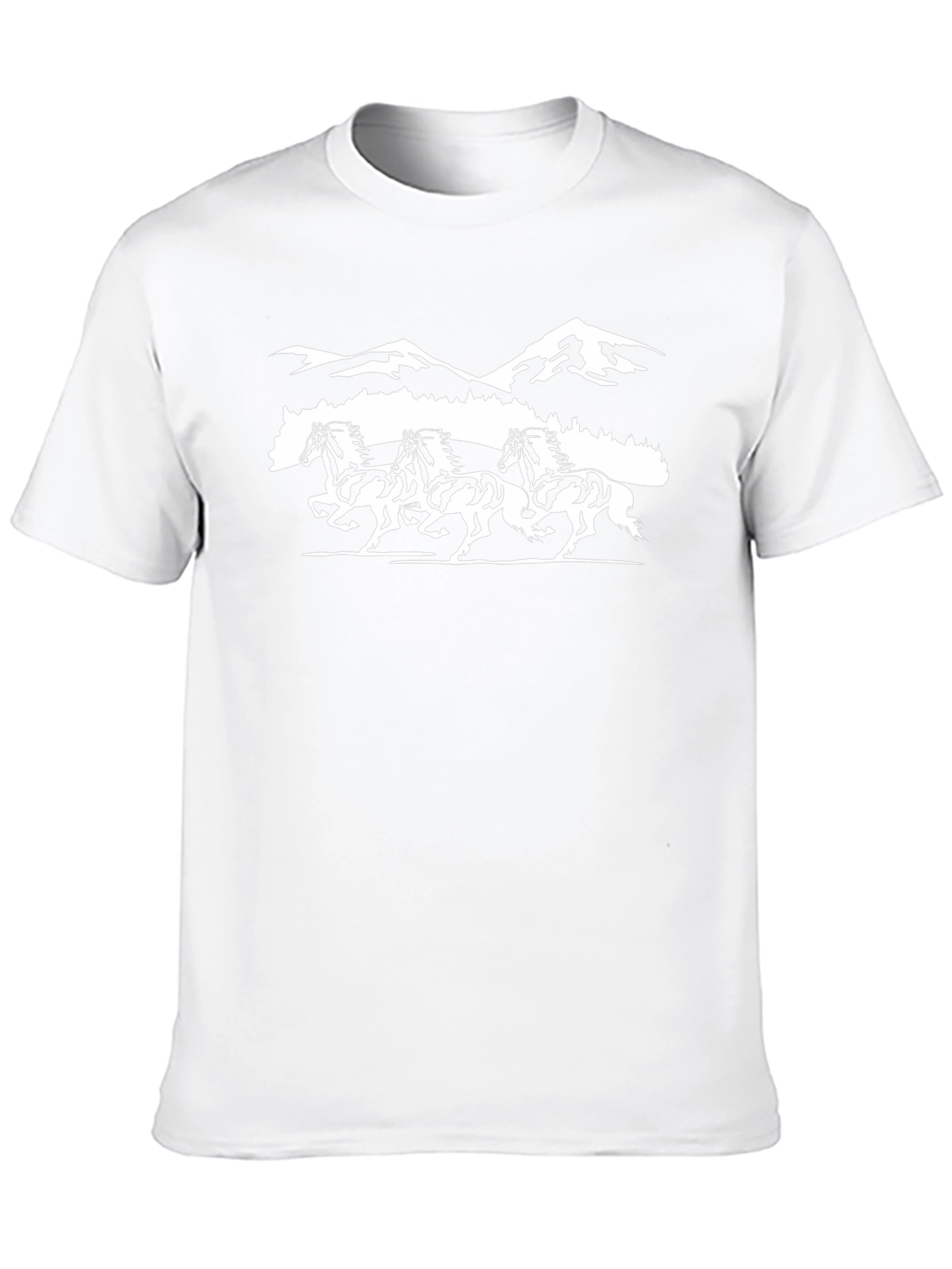 Black T-Shirt: Running Horses Graphic Tee