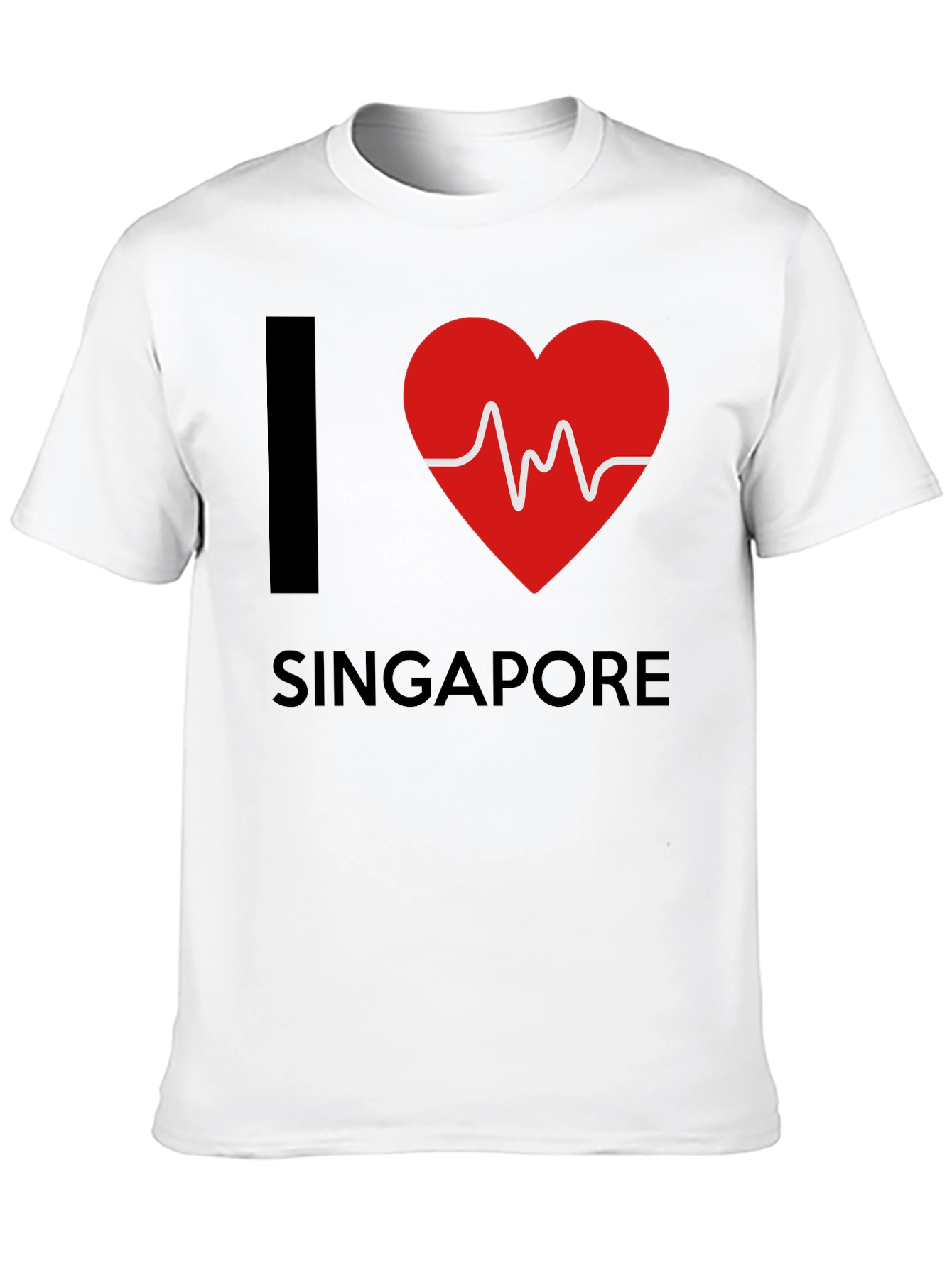 I Love Singapore T-Shirt - Heartbeat Design