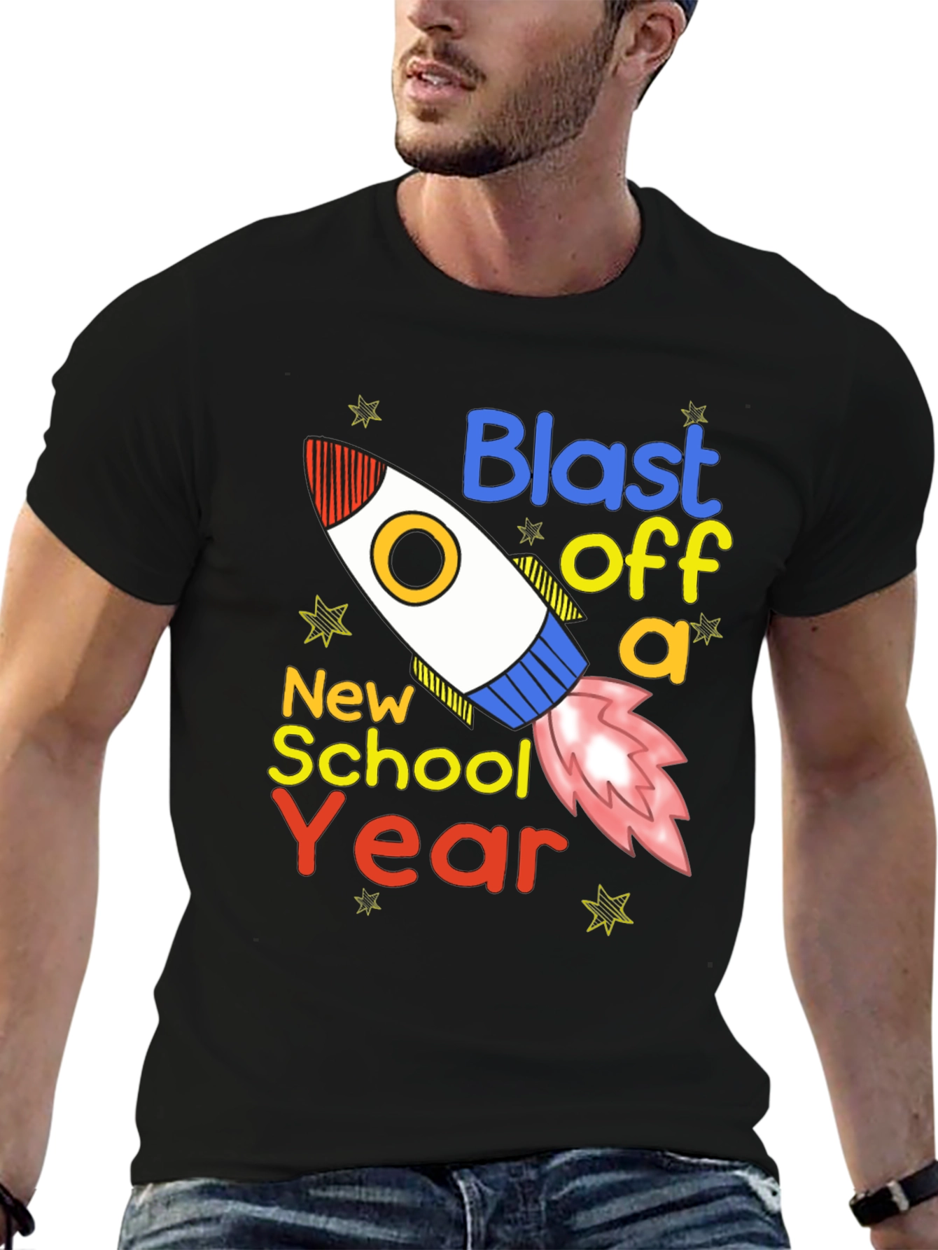 Blast Off New School Year Black T-Shirt