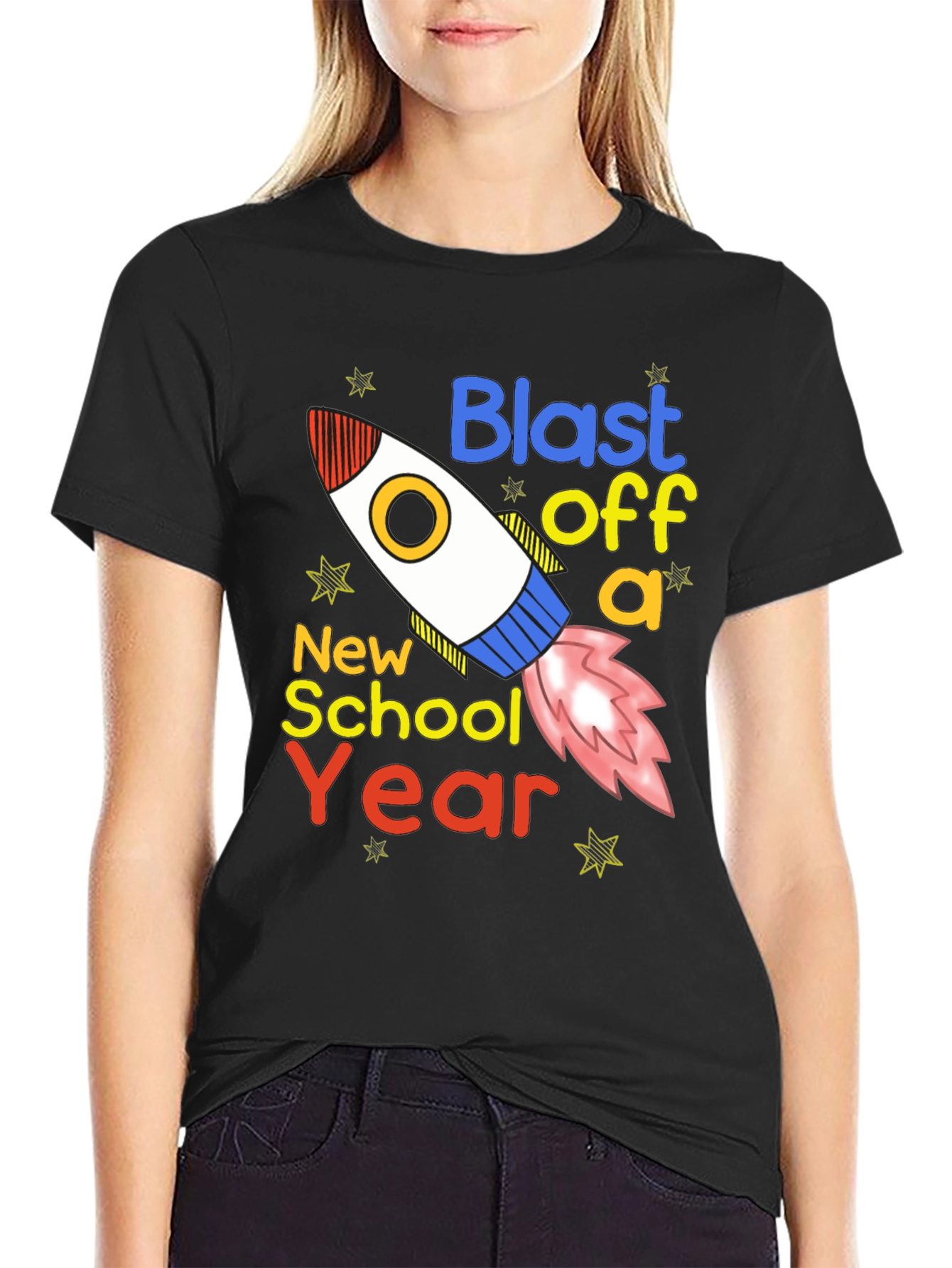 Blast Off New School Year Black T-Shirt