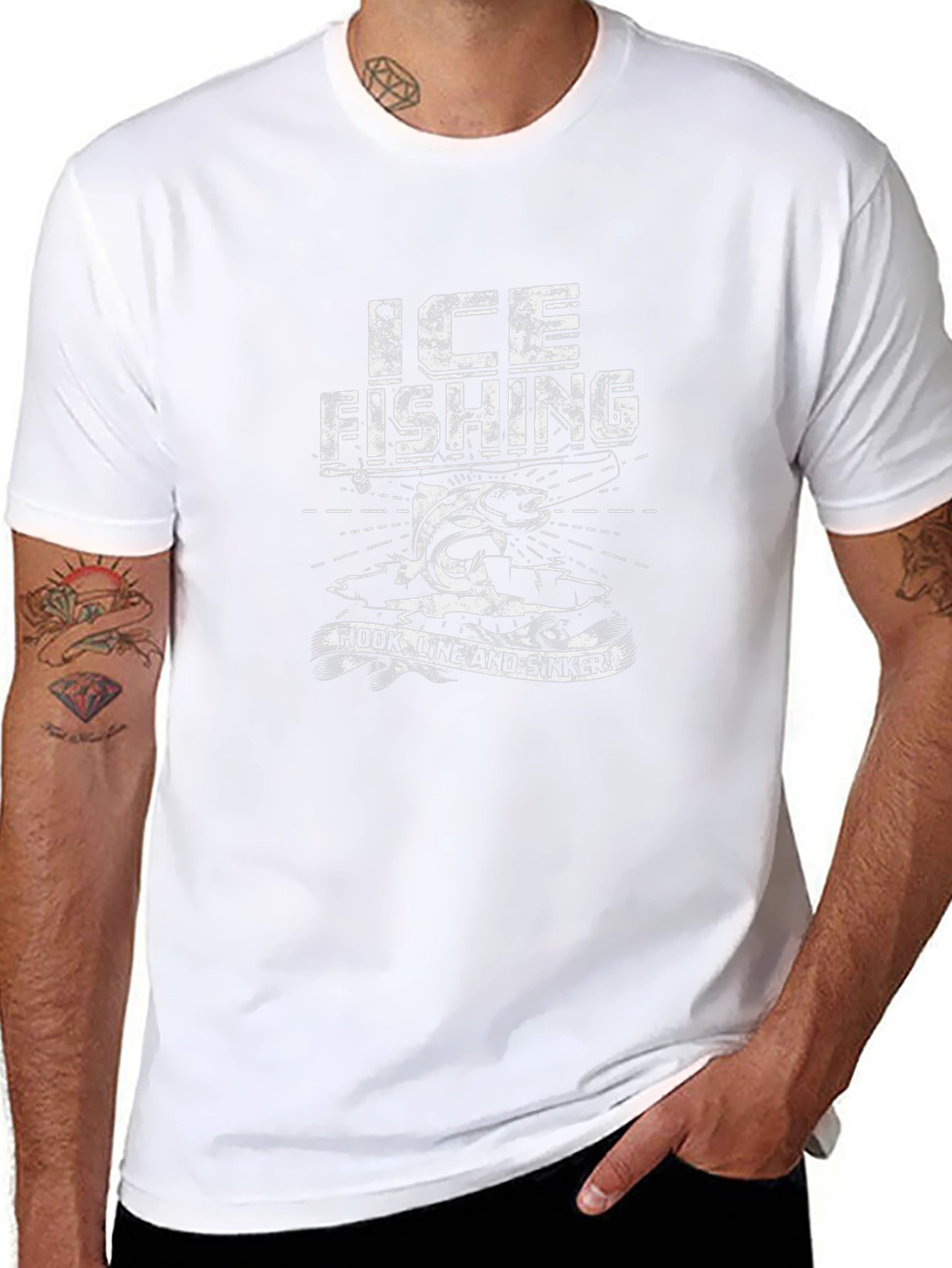 Ice Fishing Hook Line and Sinker T-Shirt