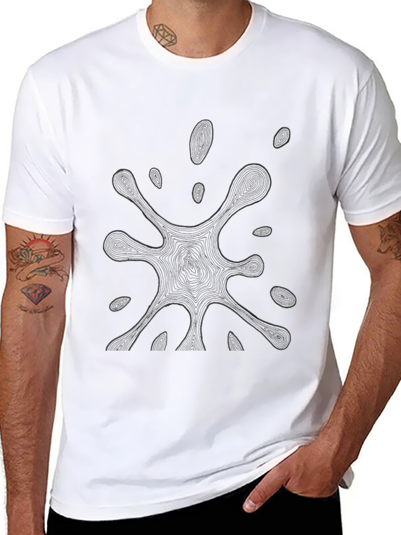 Abstract Ink Splatter Graphic Tee - Modern Style