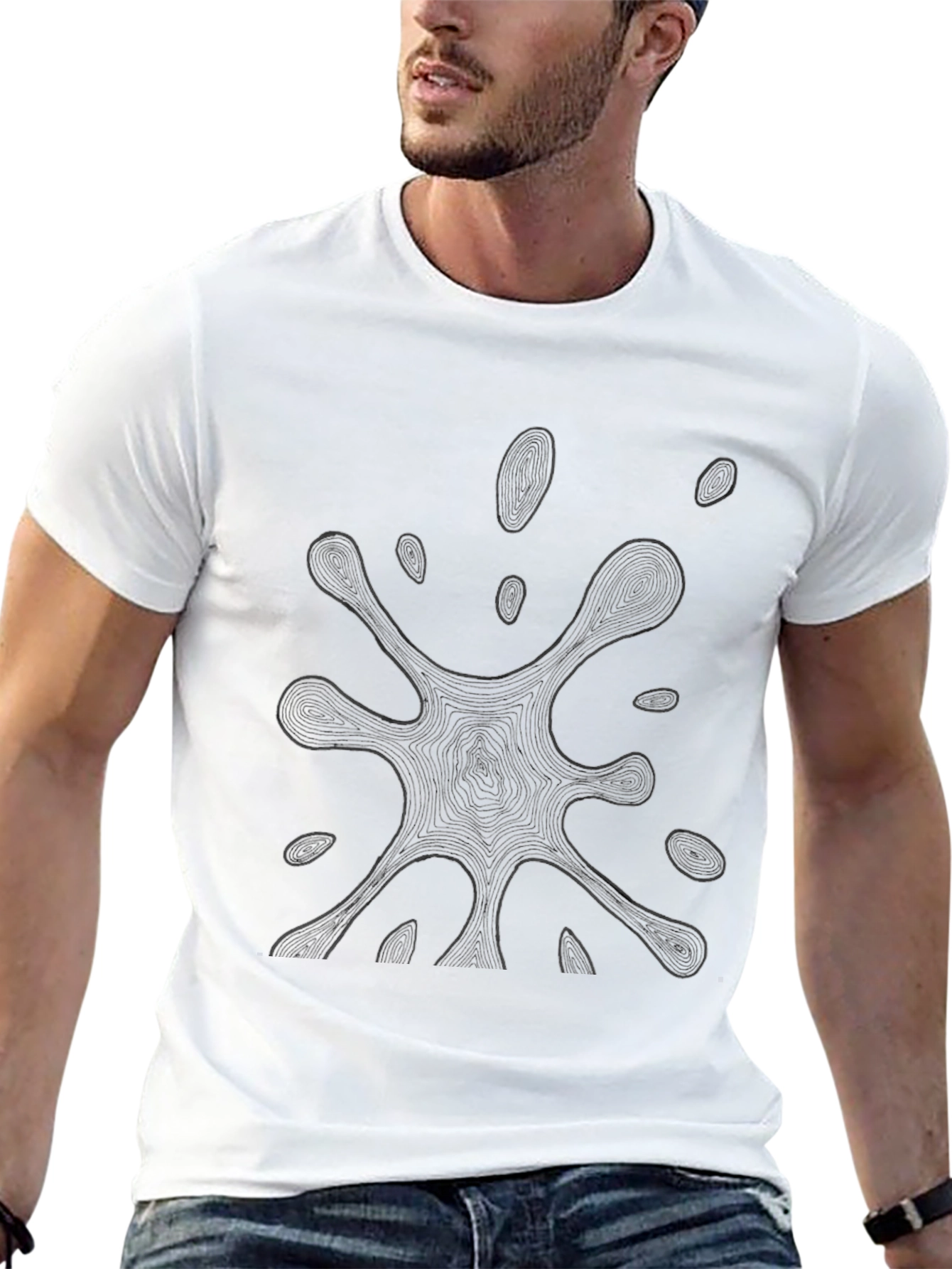 Abstract Ink Splatter Graphic Tee - Modern Style