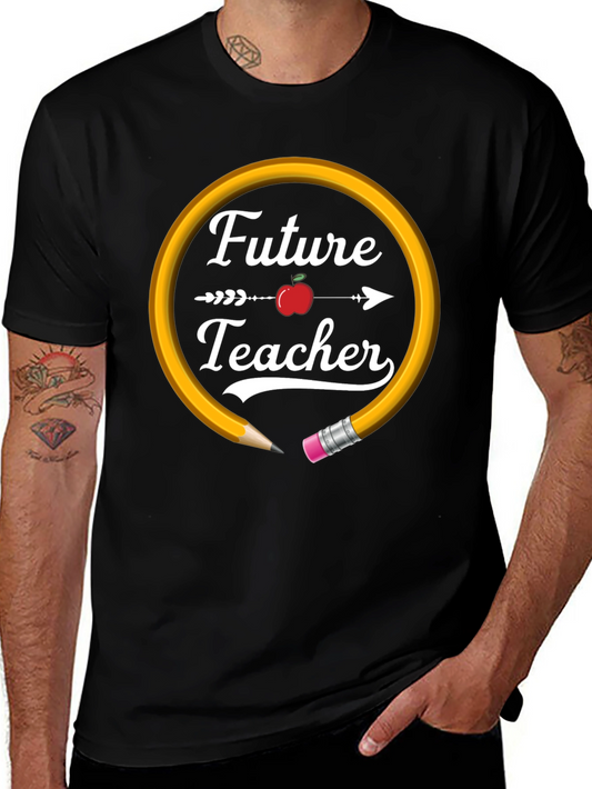 Future Teacher Graphic T-Shirt - Black Cotton Blend Tee