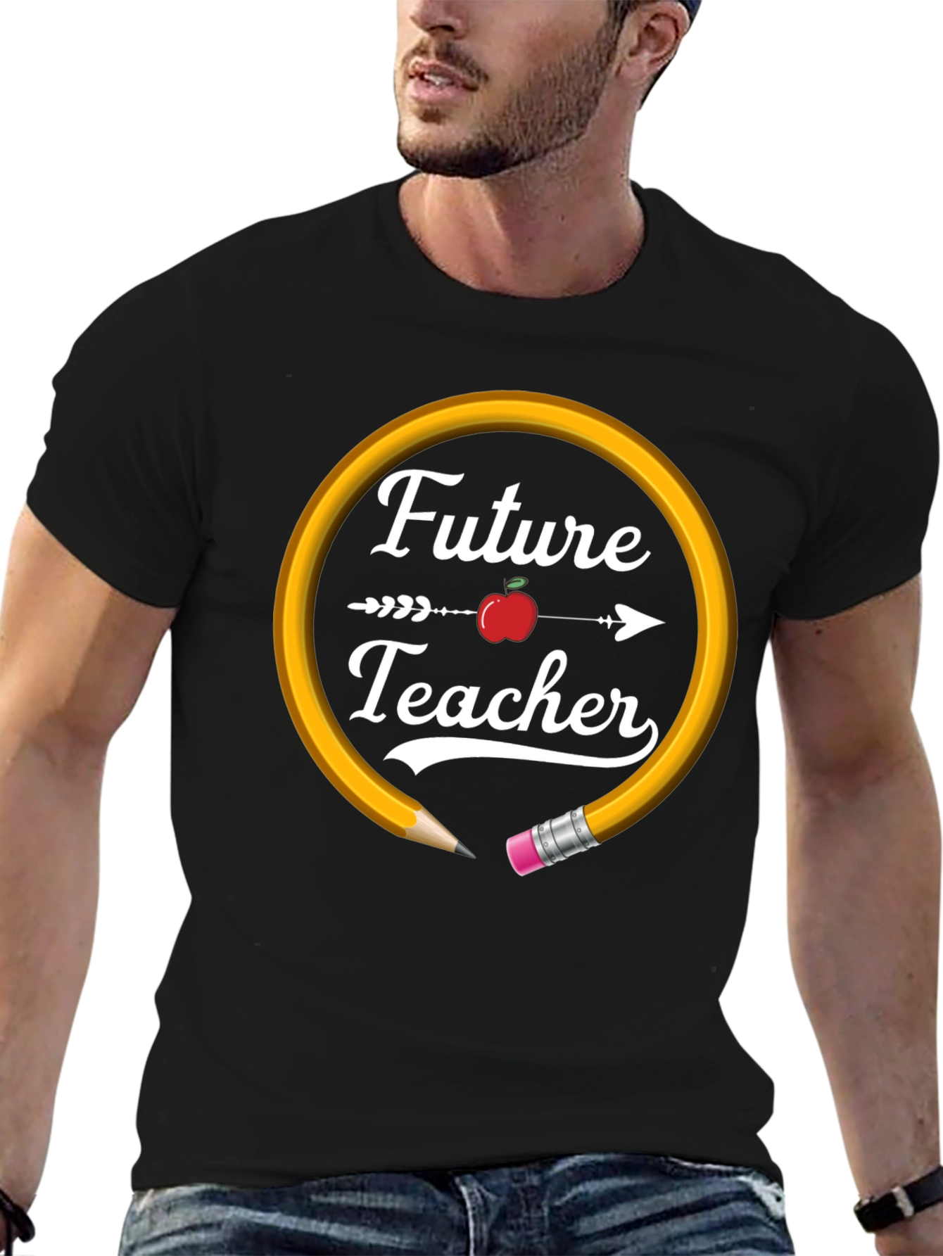 Future Teacher Graphic T-Shirt - Black Cotton Blend Tee