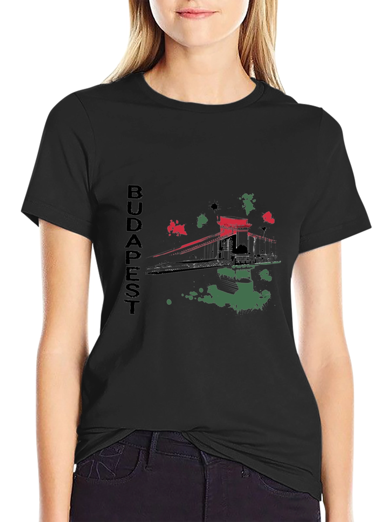 Budapest Bridge Graphic T-Shirt - Black