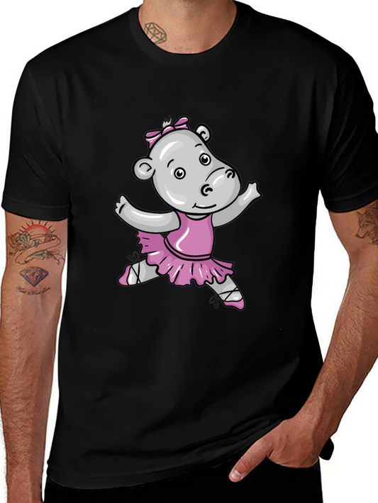Hippo Ballerina Graphic Tee - Soft Cotton Black T-Shirt