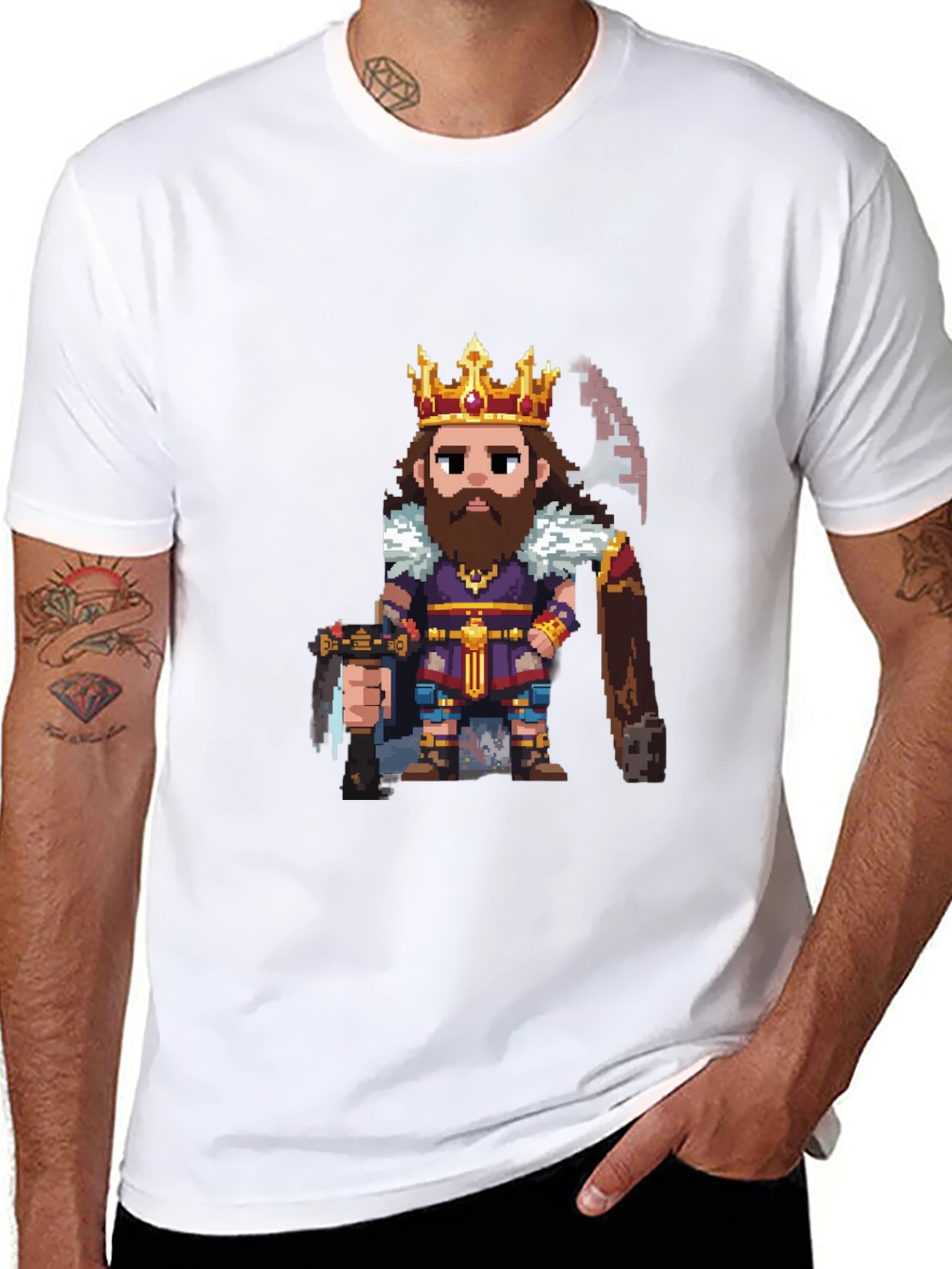 Pixel Art King Graphic T-Shirt