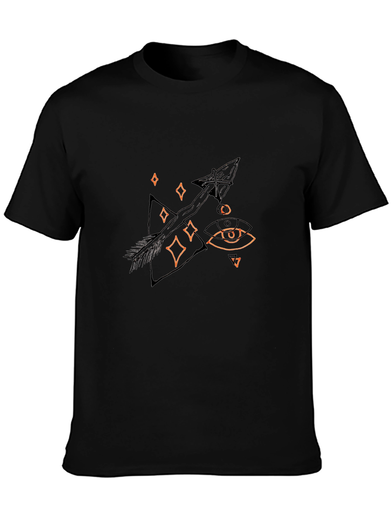 Mens Black T-Shirt with Arrow and Eye Graphic