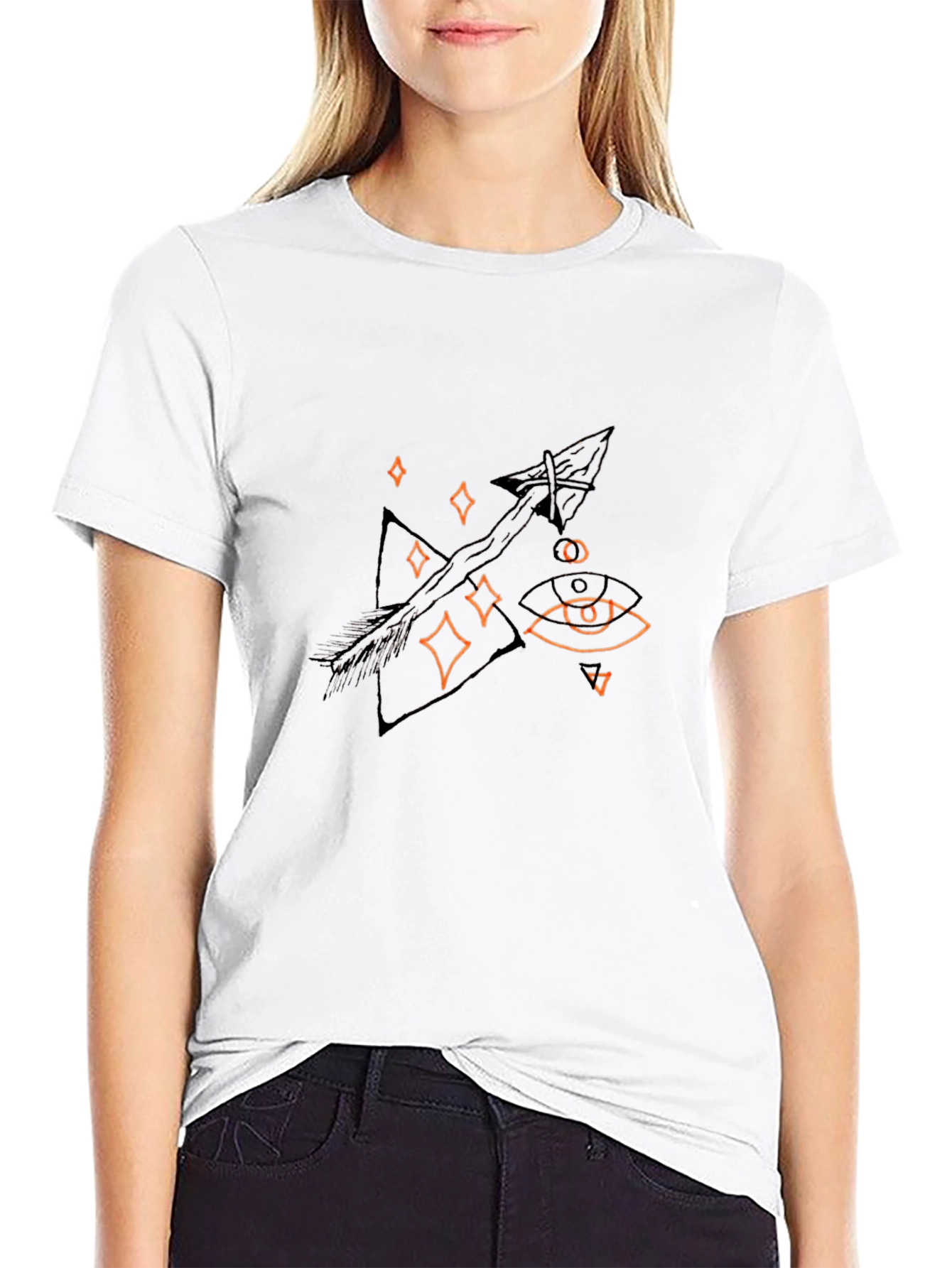 Mens Black T-Shirt with Arrow and Eye Graphic