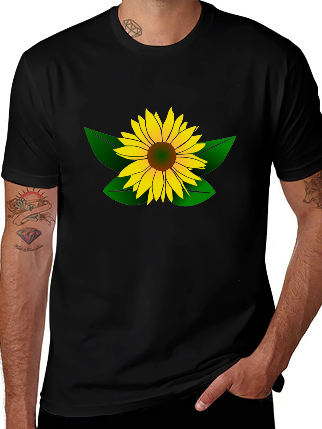 Sunflower Graphic Black T-Shirt