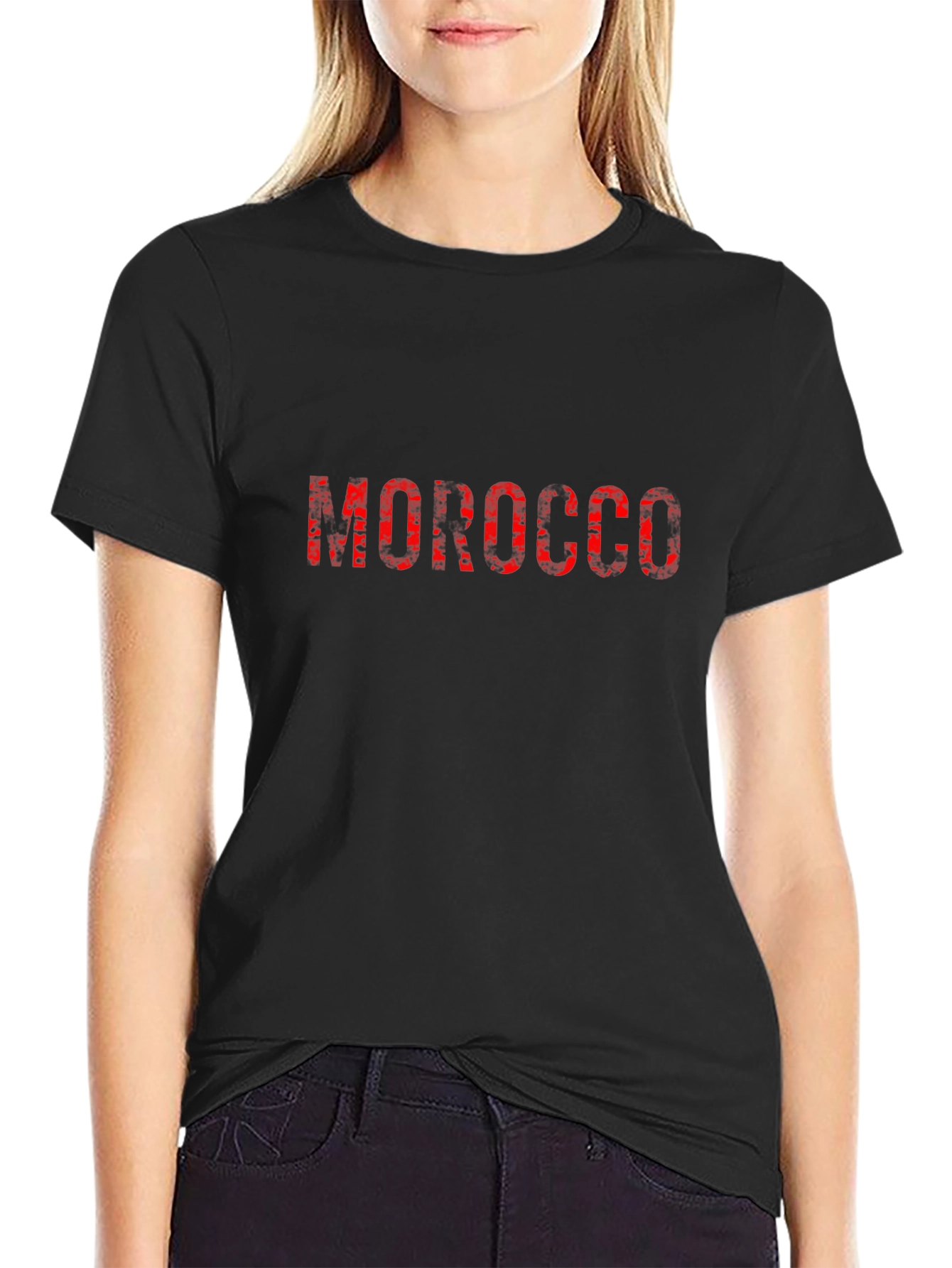 Morocco Graphic Tee - Black Cotton Casual T-Shirt