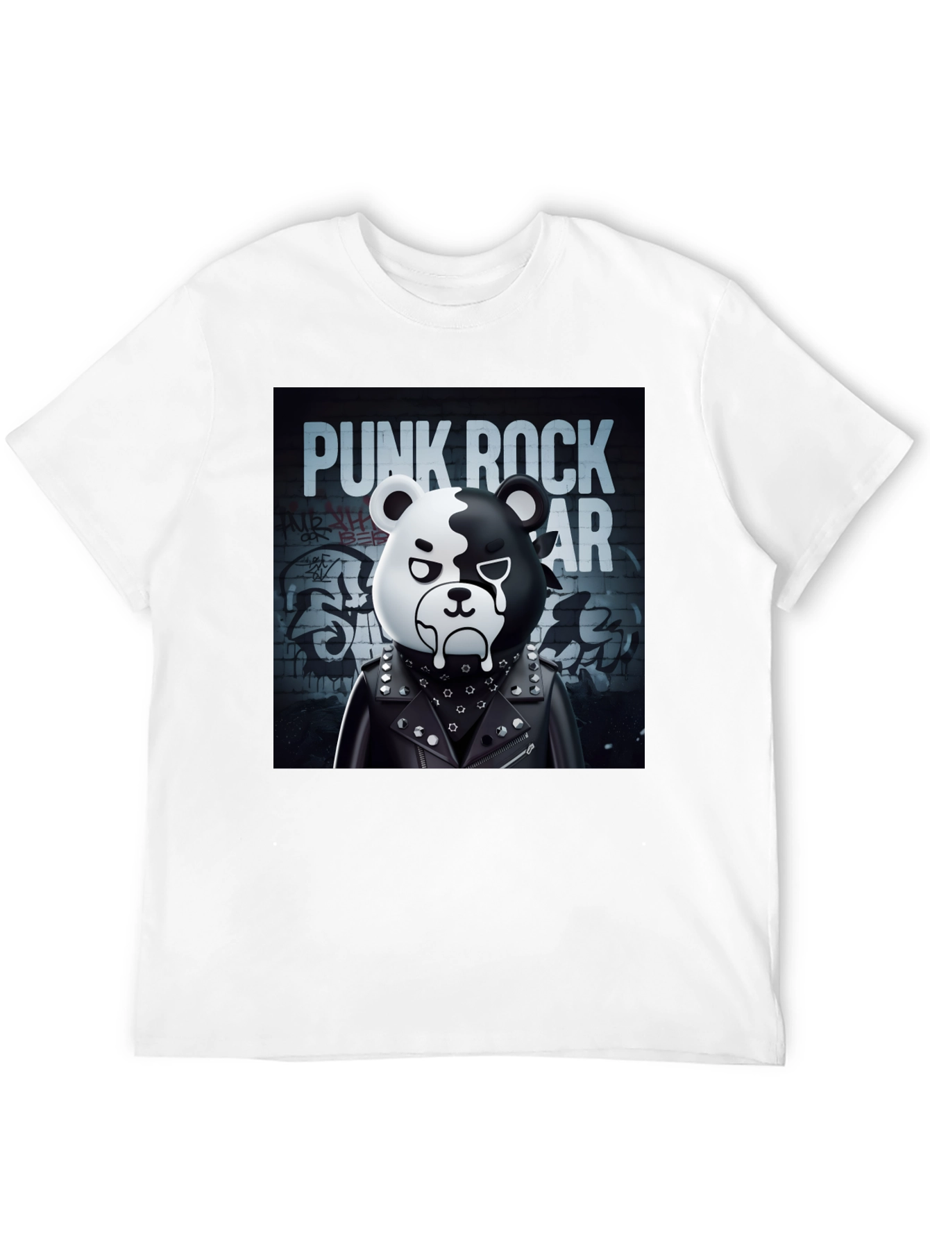 Punk Rock Bear Graphic T-Shirt