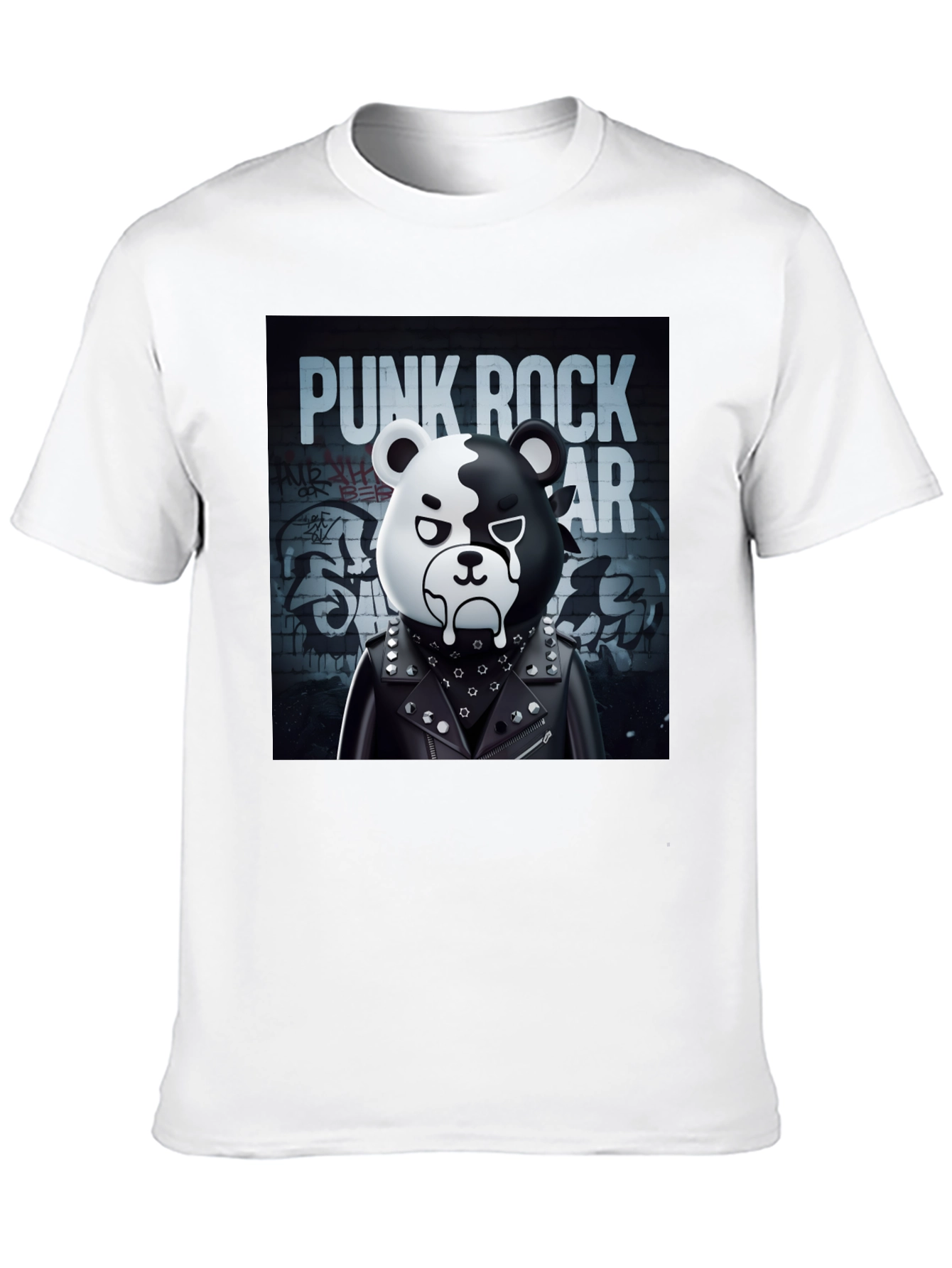 Punk Rock Bear Graphic T-Shirt