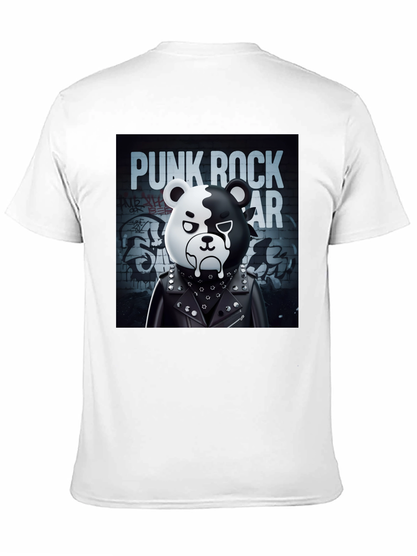 Punk Rock Bear Graphic T-Shirt