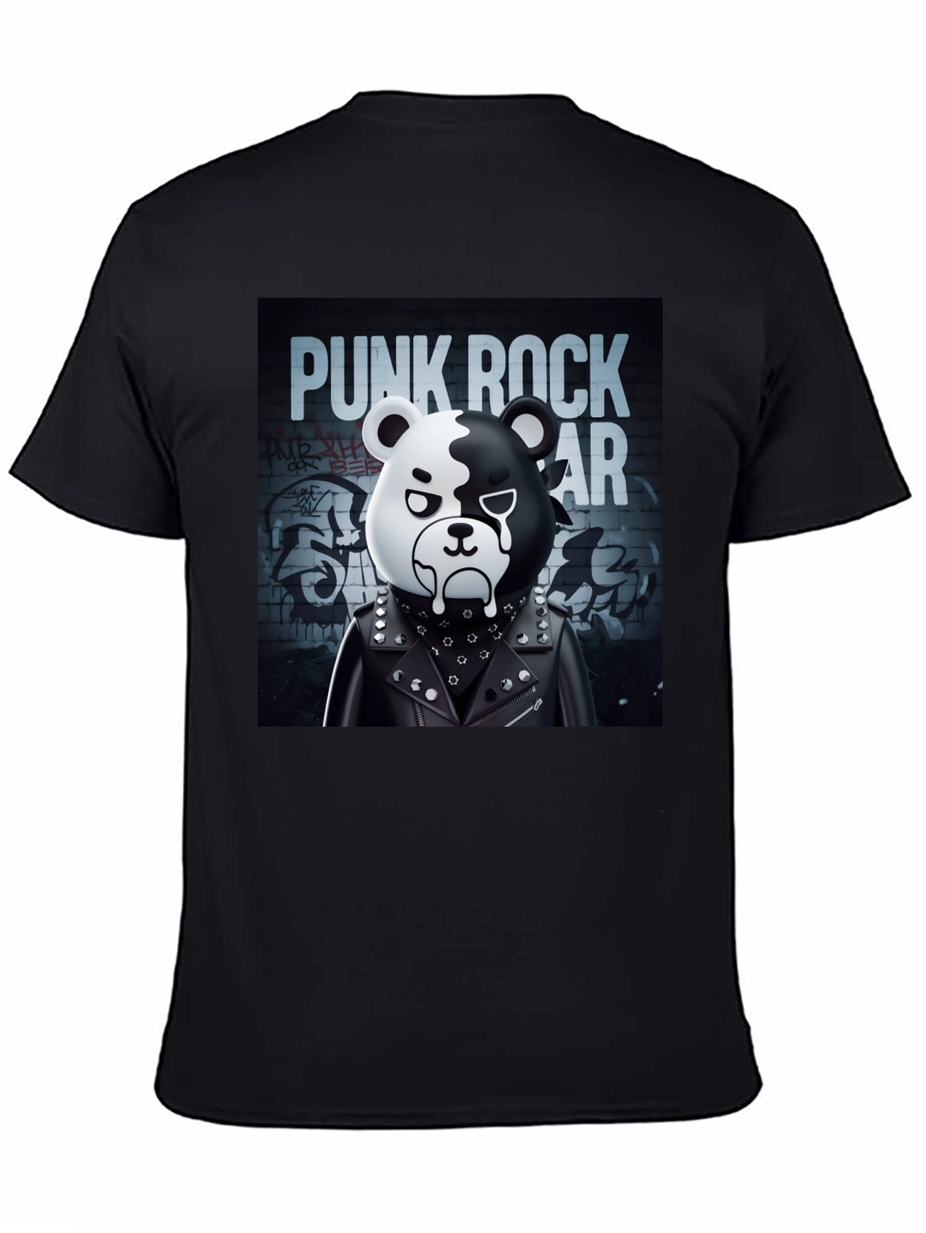 Punk Rock Bear Graphic T-Shirt