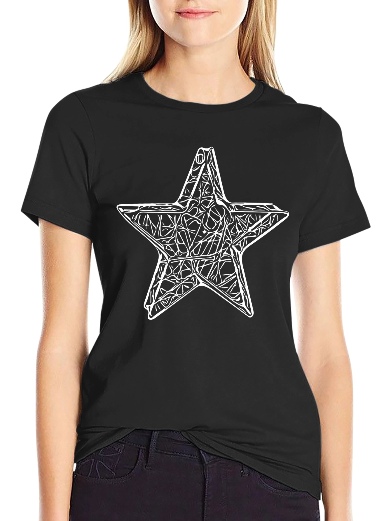 Abstract Star Graphic Tee - Mens Black T-Shirt