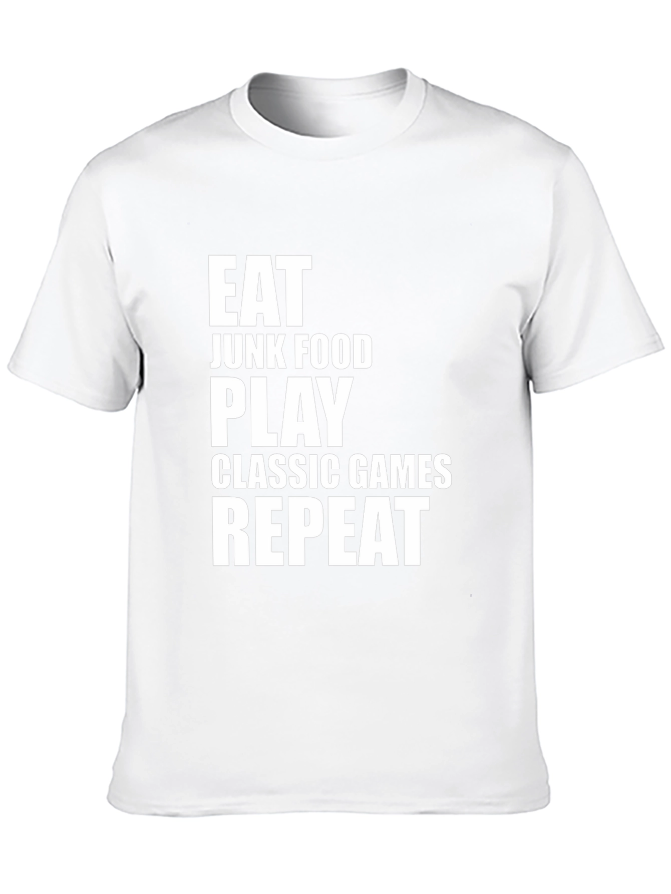 Eat Junk Food Play Classic Games Repeat Black T-Shirt